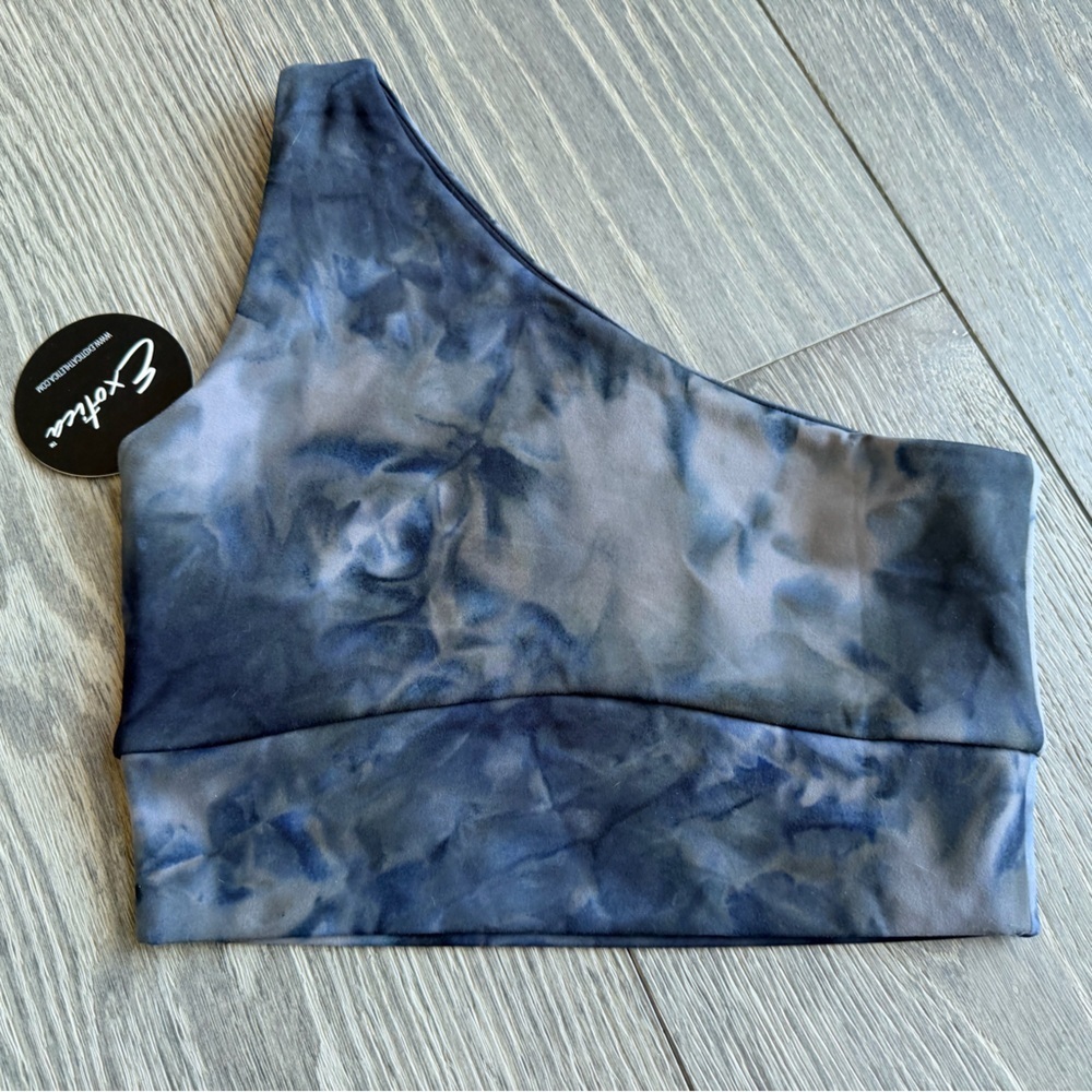 Exotica ExoticAthletica One Shoulder Dark and Moody Tie Dye Comfort Crop Top